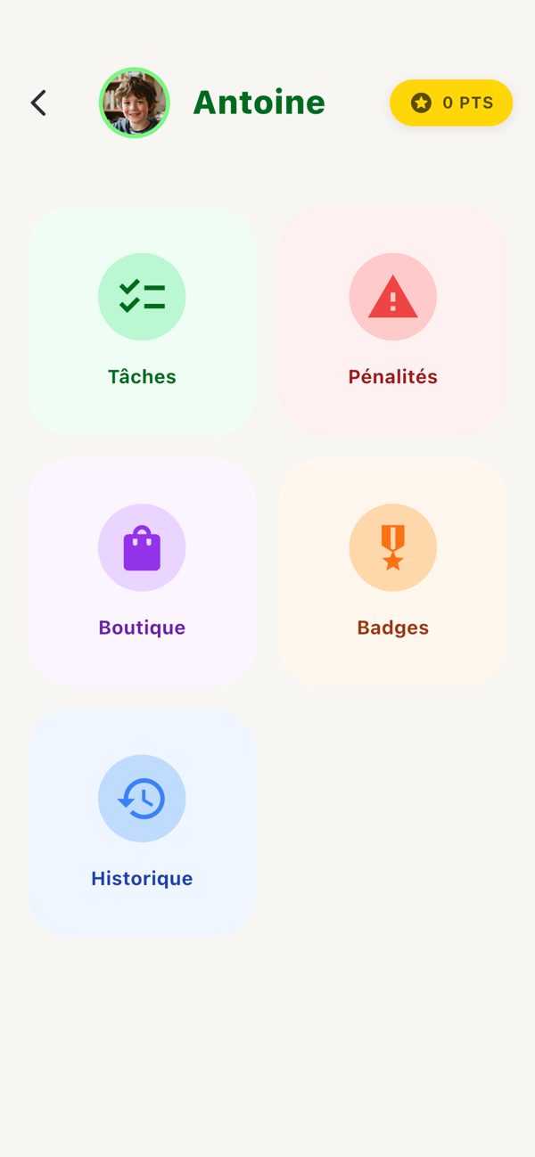 Profil d'un enfant dans l'application